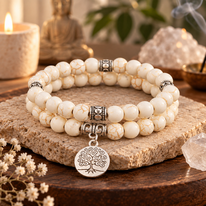 Chelsea | Howlite Mala Bracelet with Natural Beads and Spiritual Style