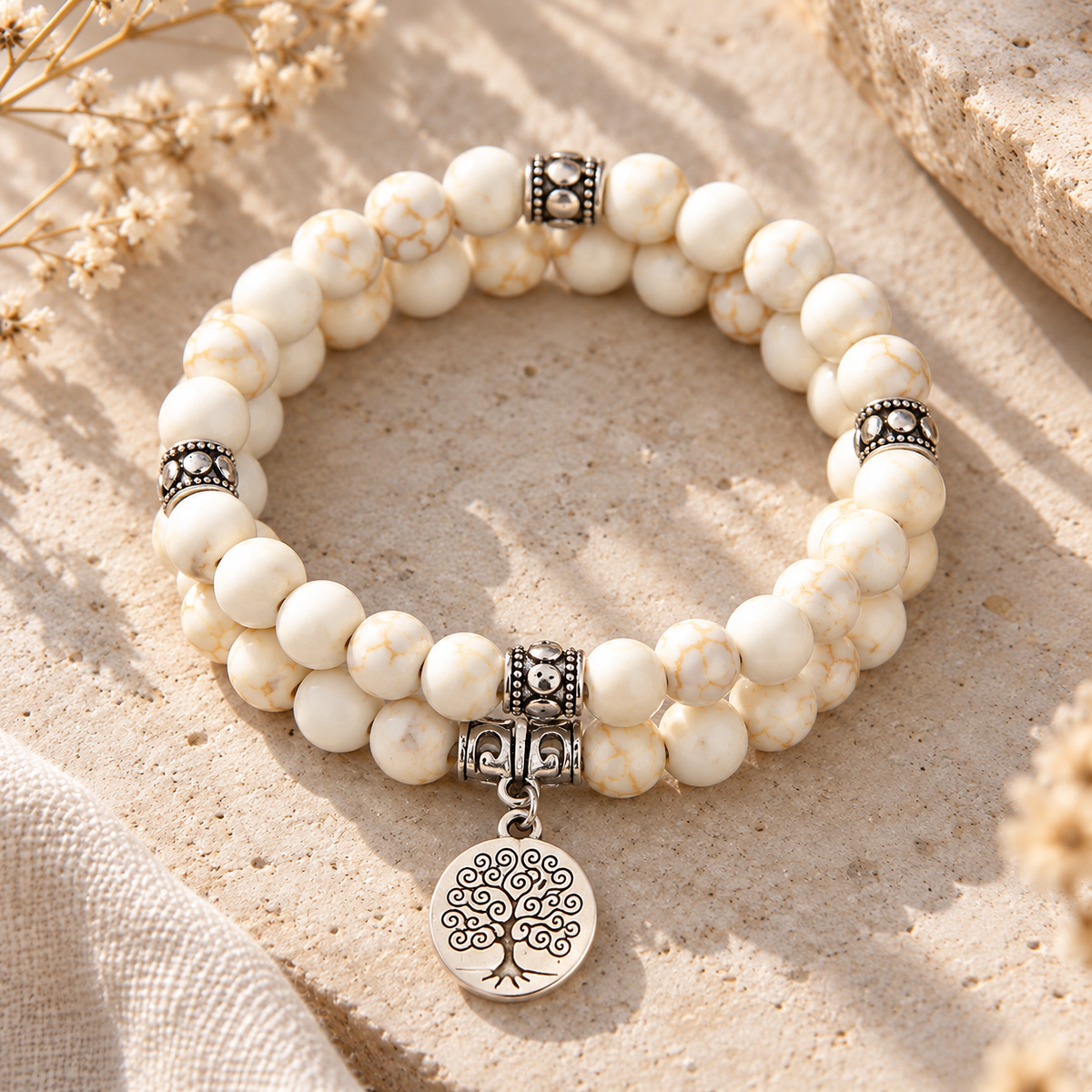 Chelsea | Howlite Mala Bracelet with Natural Beads and Spiritual Style