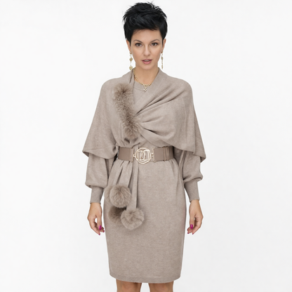 Danira | Women's Long Sleeve Dress with Soft Decorative Scarf
