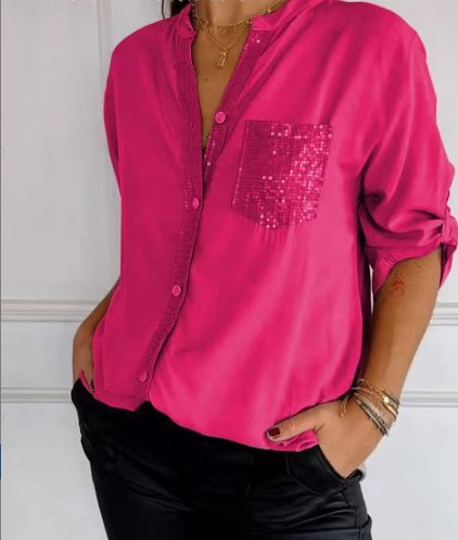 Hadley™ Top Casual Patchwork with Shiny Sequins