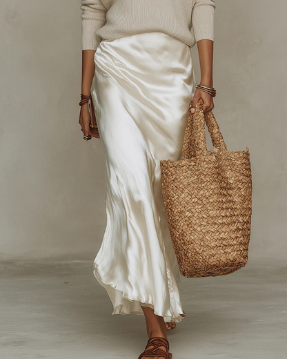 Heather | Satin Midi Dress with Included Sweater