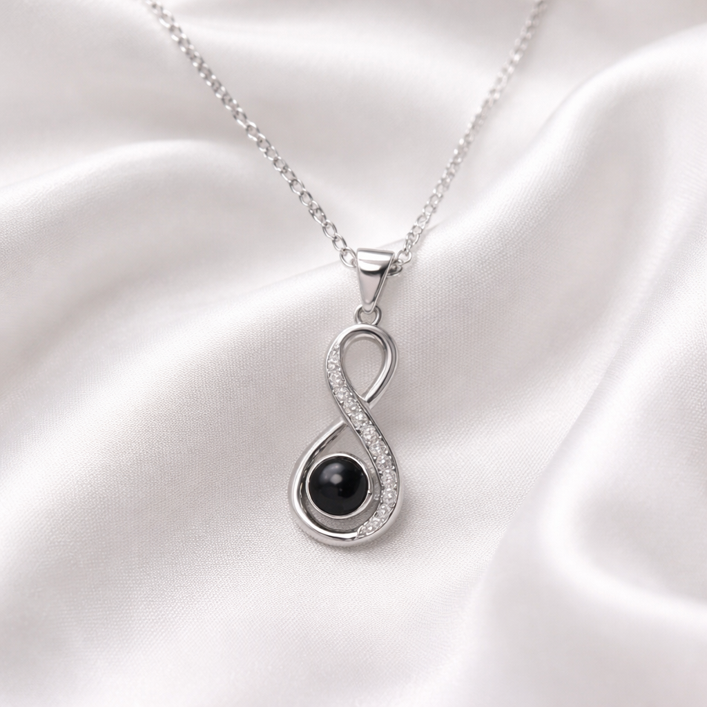 Doreline | Custom Infinite Necklace with Hidden Photo in Zirconia