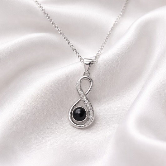 Doreline | Custom Infinite Necklace with Hidden Photo in Zirconia