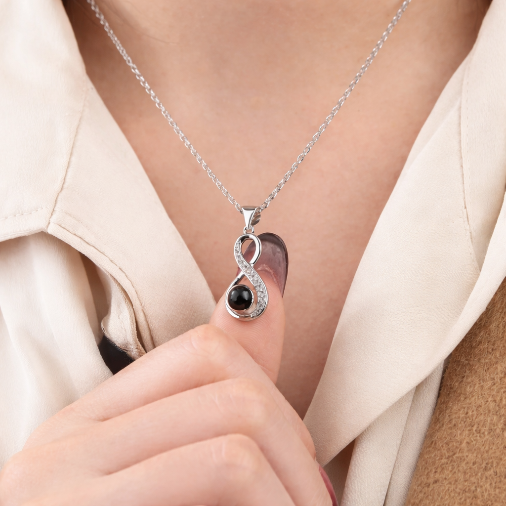 Doreline | Custom Infinite Necklace with Hidden Photo in Zirconia