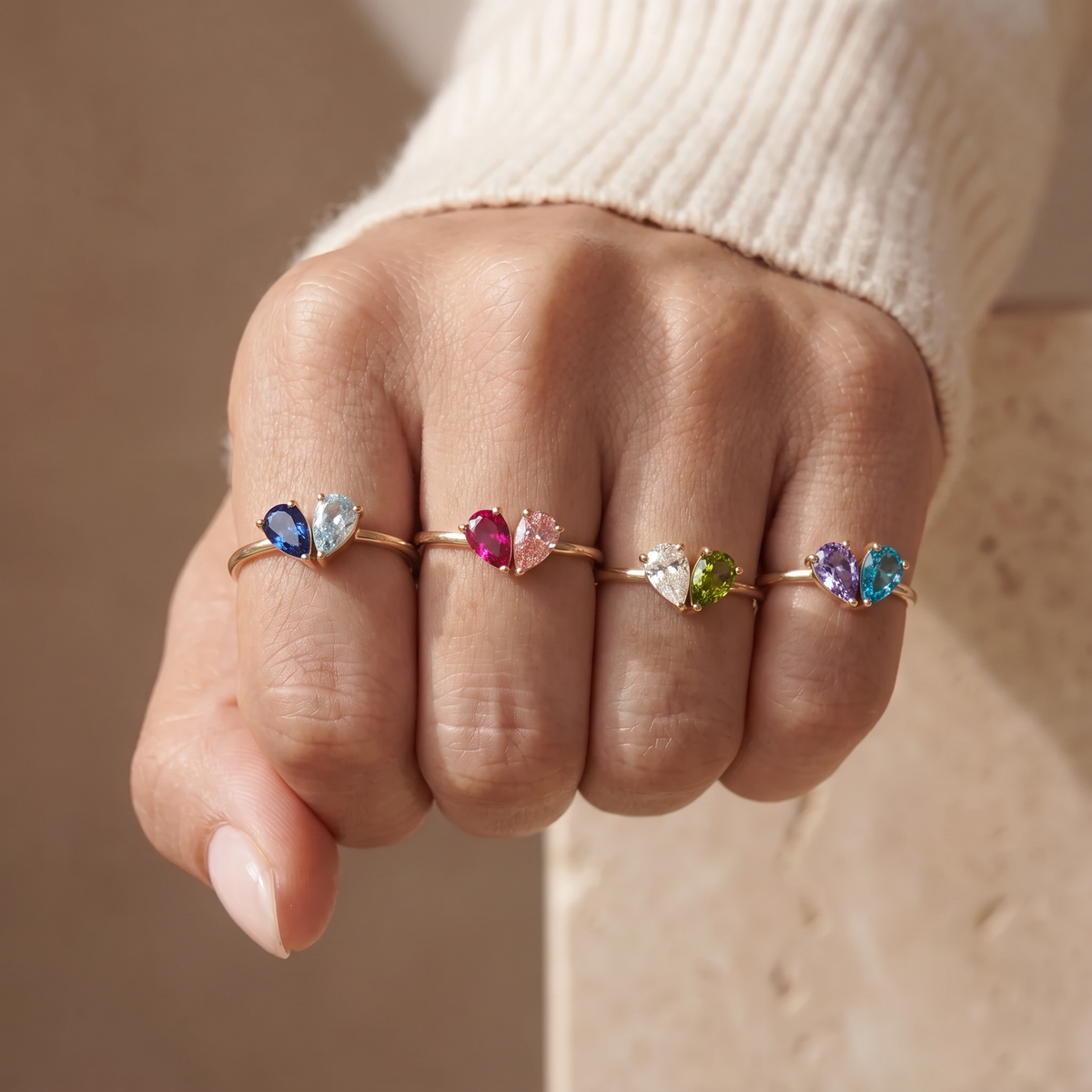 Esme | Heart Ring with Two Birthstones