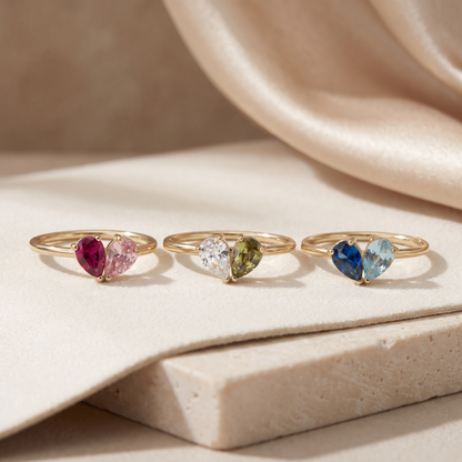 Esme | Heart Ring with Two Birthstones