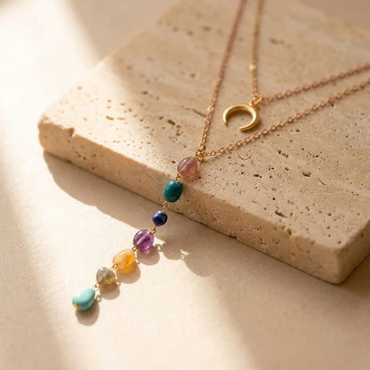 Laura | Double Strand Necklace with Natural Stones from the 7 Chakras