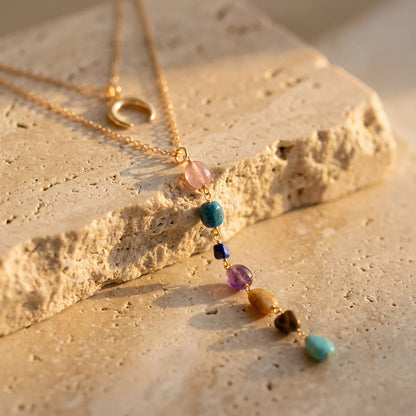 Laura | Double Strand Necklace with Natural Stones from the 7 Chakras