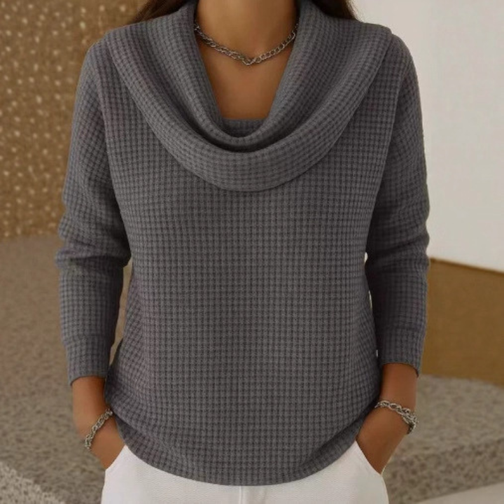 Zuri™ Soft Waffle Sweater with Elegant Neckline