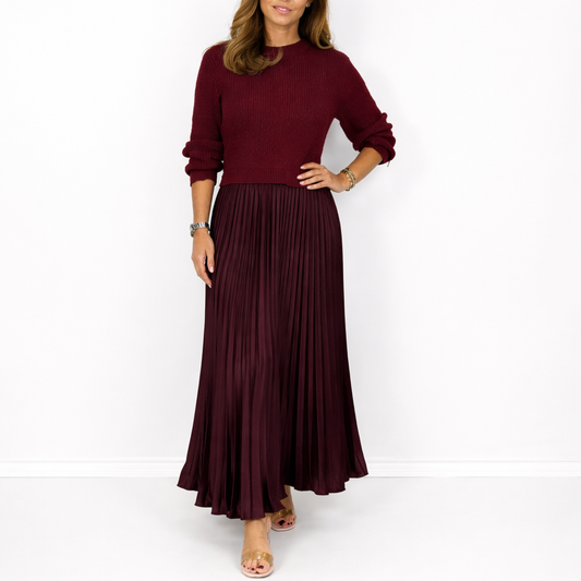 Galira | Elegant Pleated Dress for Women with Round Neck