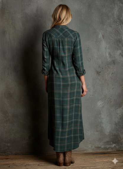Blayra™ Women's Plaid Shirt Maxi Dress