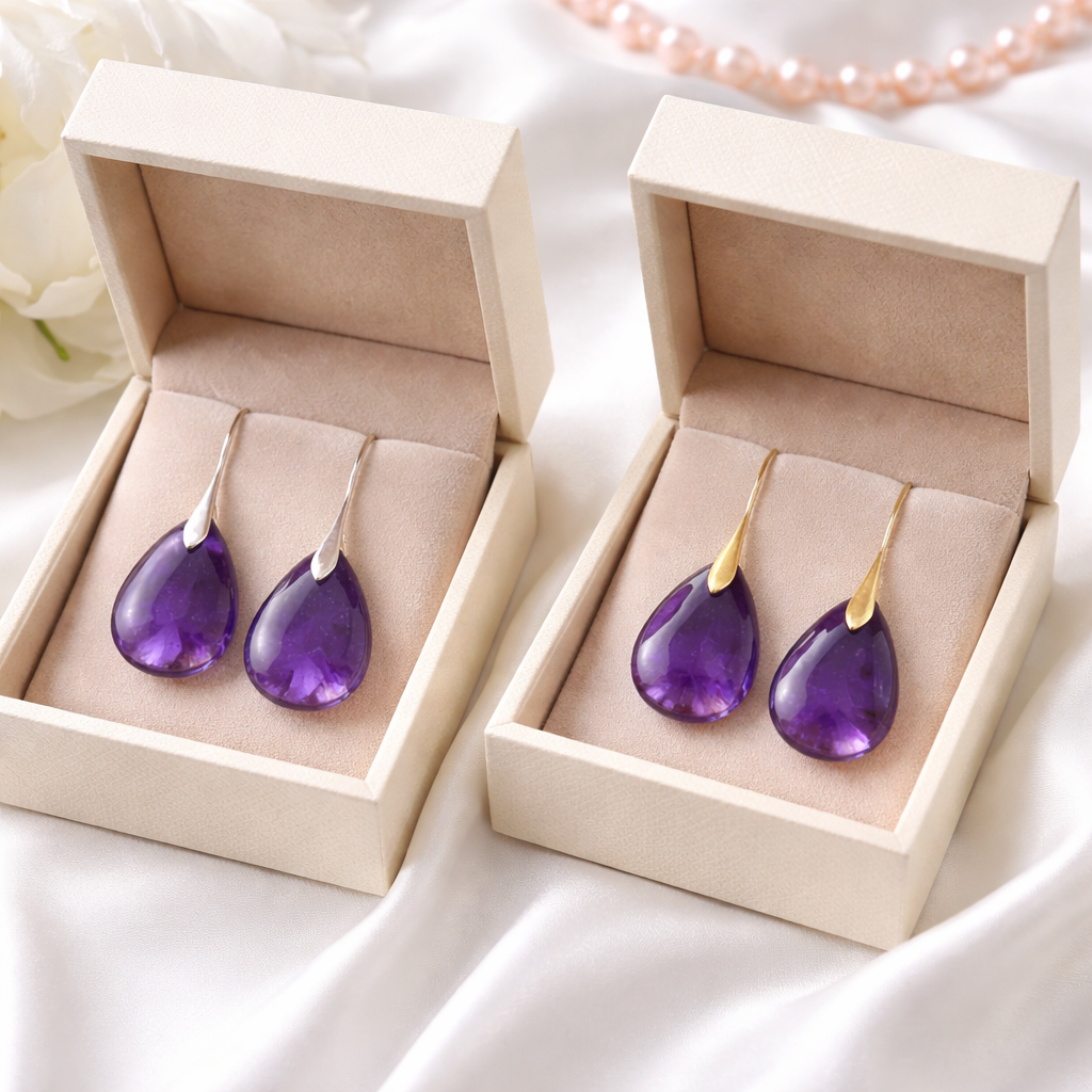 Genira | Natural Amethyst Drop Earrings