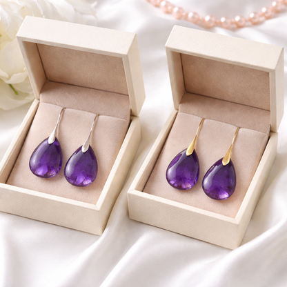 Genira | Natural Amethyst Drop Earrings