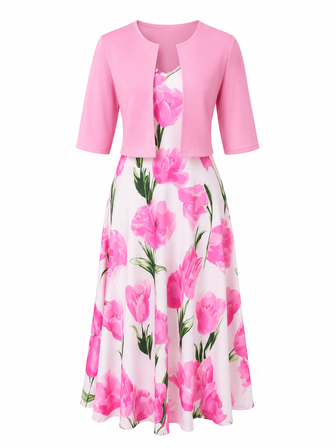 Greyra| Elegant Two-Piece Set with Flowers
