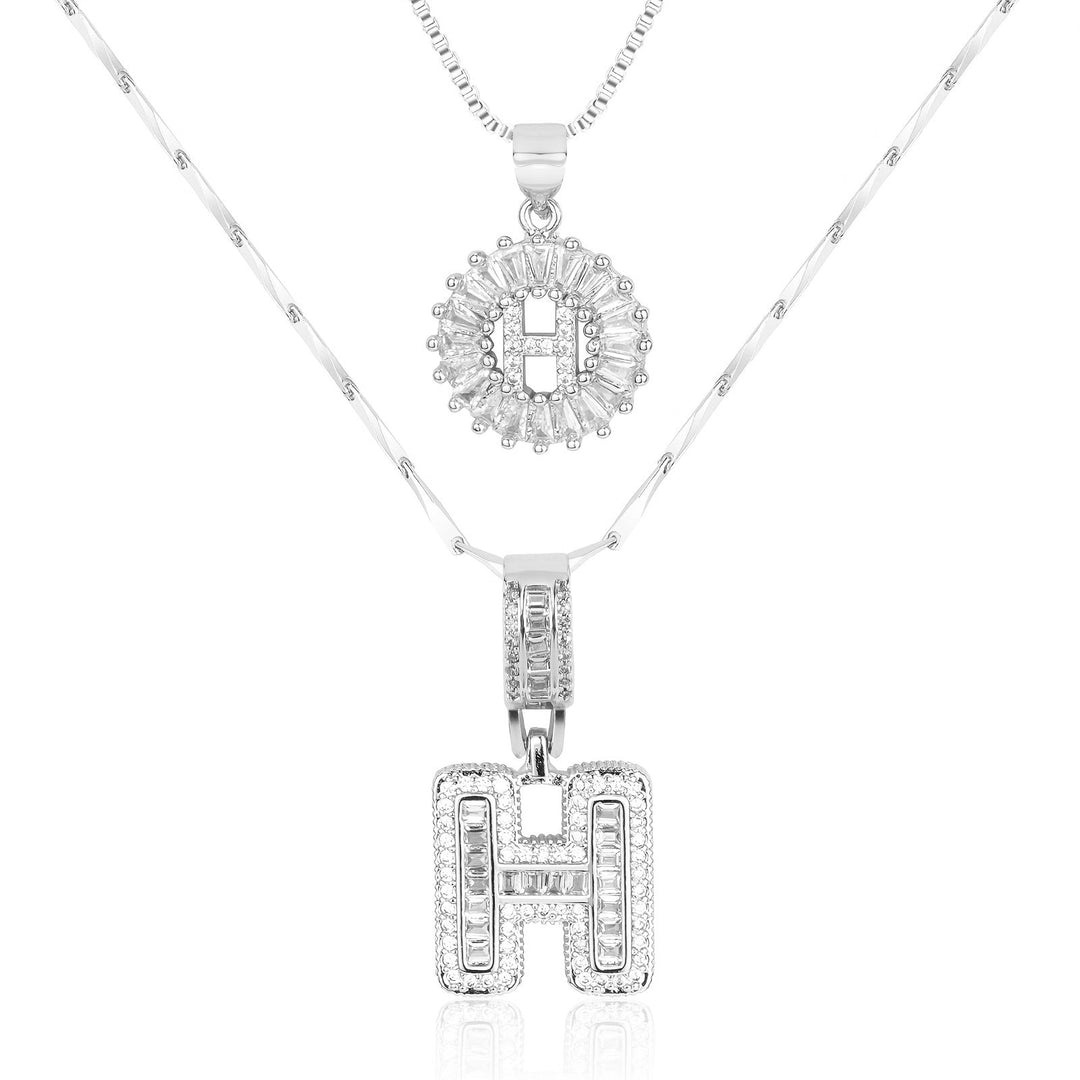 Primrose™ Initial Letter Necklaces with 14k Diamonds (2 pieces)