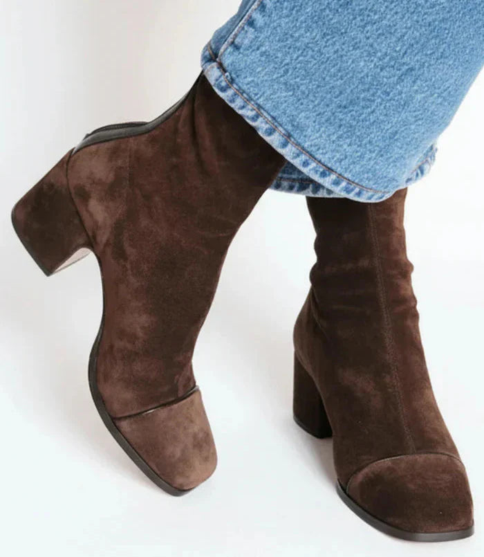 Calíra™ Elegant Suede Ankle Boots with Heel