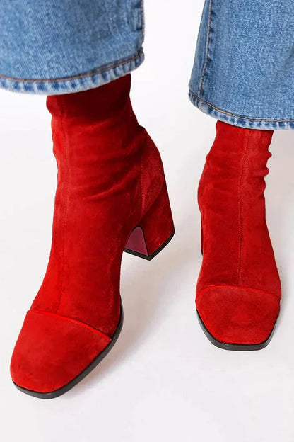 Calíra™ Elegant Suede Ankle Boots with Heel