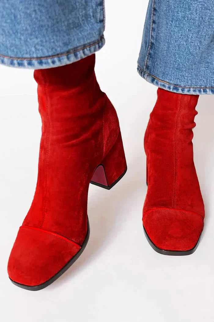 Calíra™ Elegant Suede Ankle Boots with Heel