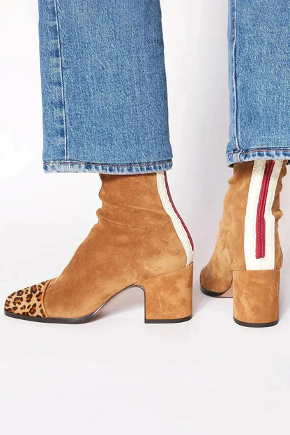 Calíra™ Elegant Suede Ankle Boots with Heel