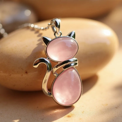 Mewlina™ Cat Pendant with Natural Stone