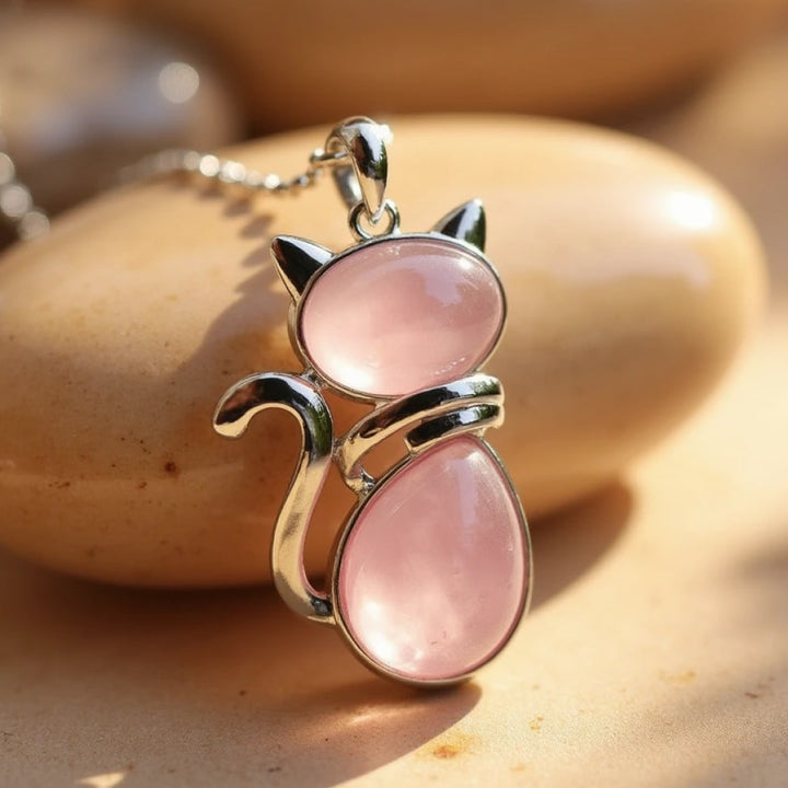 Mewlina™ Cat Pendant with Natural Stone
