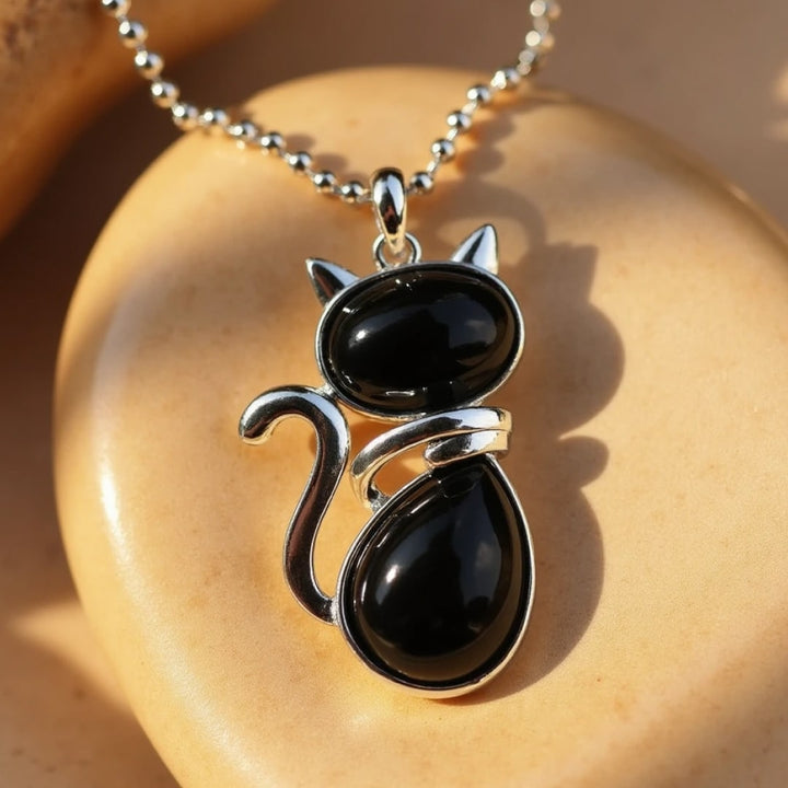 Mewlina™ Cat Pendant with Natural Stone