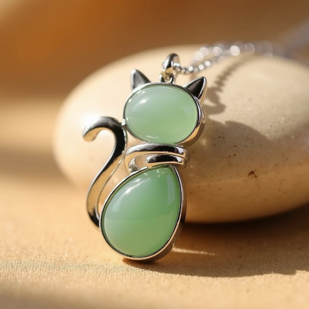 Mewlina™ Cat Pendant with Natural Stone
