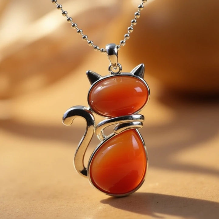 Mewlina™ Cat Pendant with Natural Stone