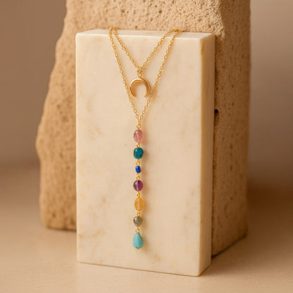 Laura | Double Strand Necklace with Natural Stones from the 7 Chakras