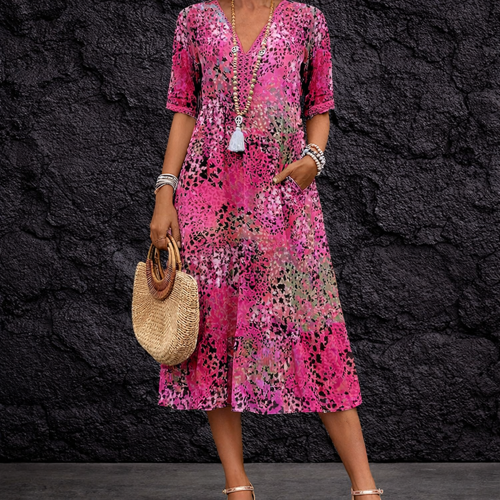 Javessa | Vibrant Midi Dress for Women with Eye-Catching Style