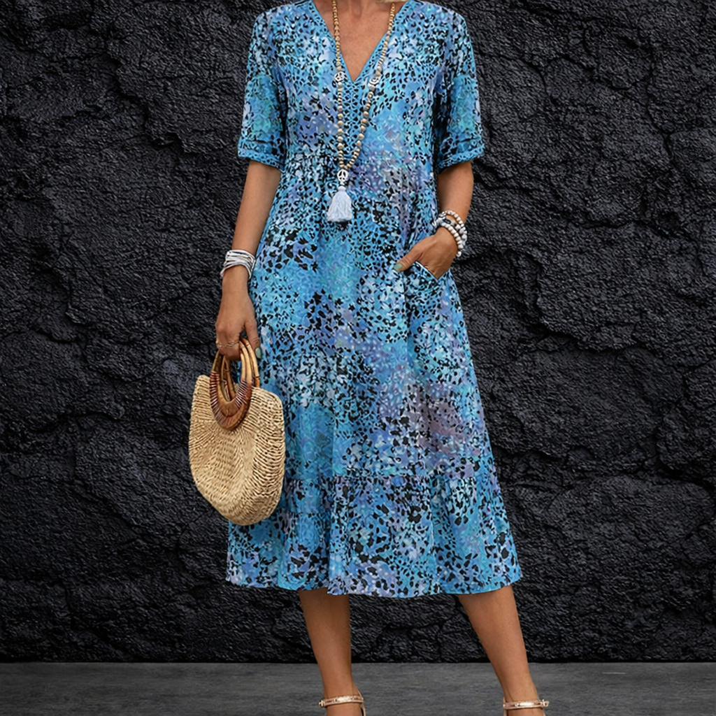 Javessa | Vibrant Midi Dress for Women with Eye-Catching Style