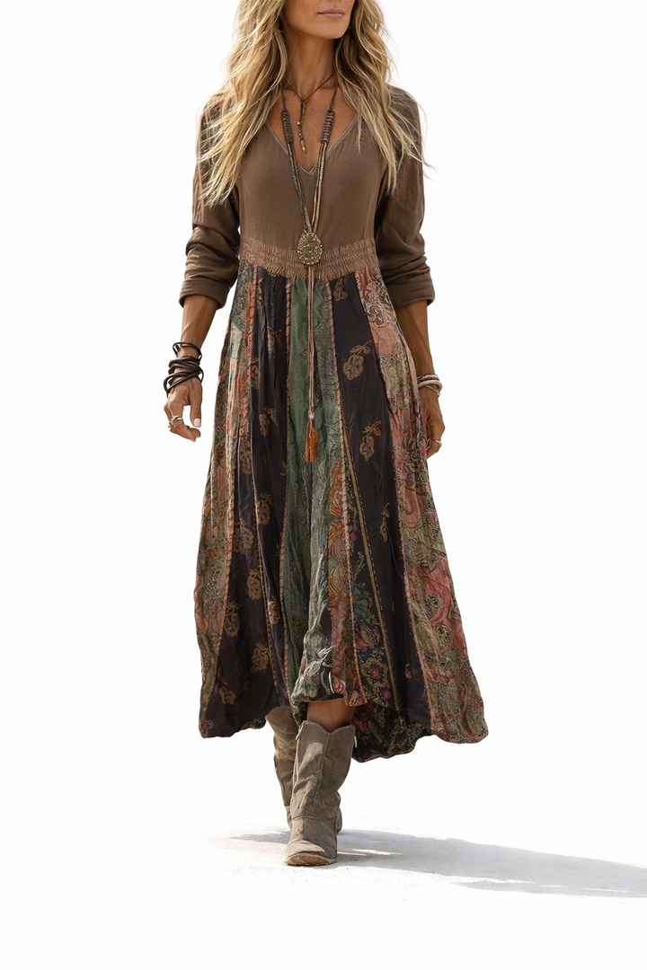 Jovienne™ Bohemian Patchwork Earth Dress