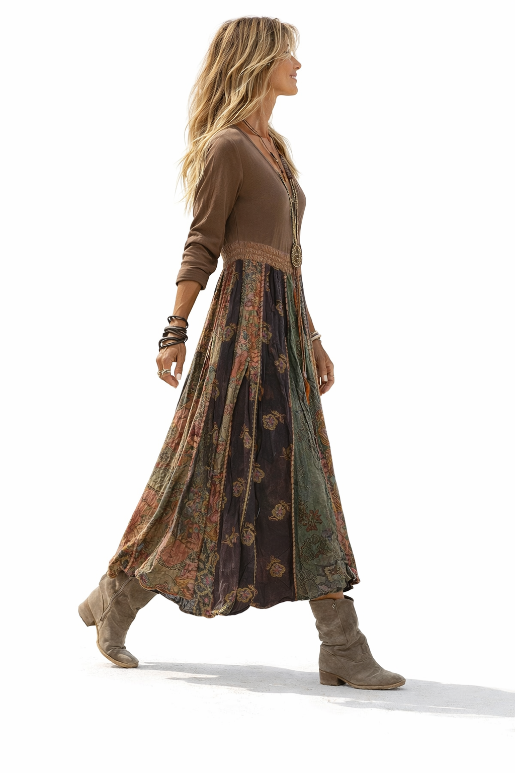 Jovienne™ Bohemian Patchwork Earth Dress