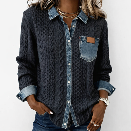 LUMÉRA™ Patchwork Top with Denim Details