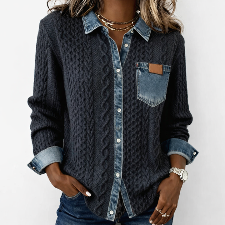 LUMÉRA™ Patchwork Top with Denim Details