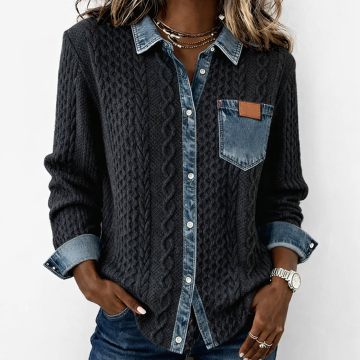 LUMÉRA™ Patchwork Top with Denim Details