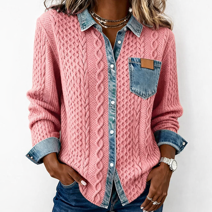 LUMÉRA™ Patchwork Top with Denim Details