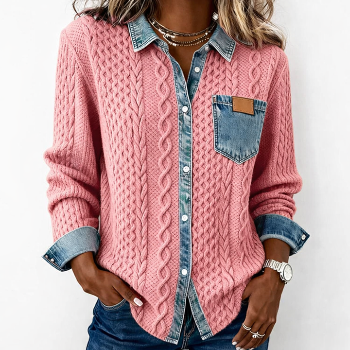 LUMÉRA™ Patchwork Top with Denim Details