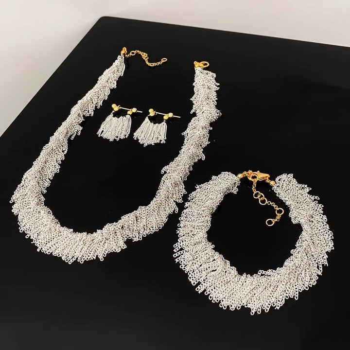 Ursa™ Earrings, Necklace, Bracelet with Cascading Tassels