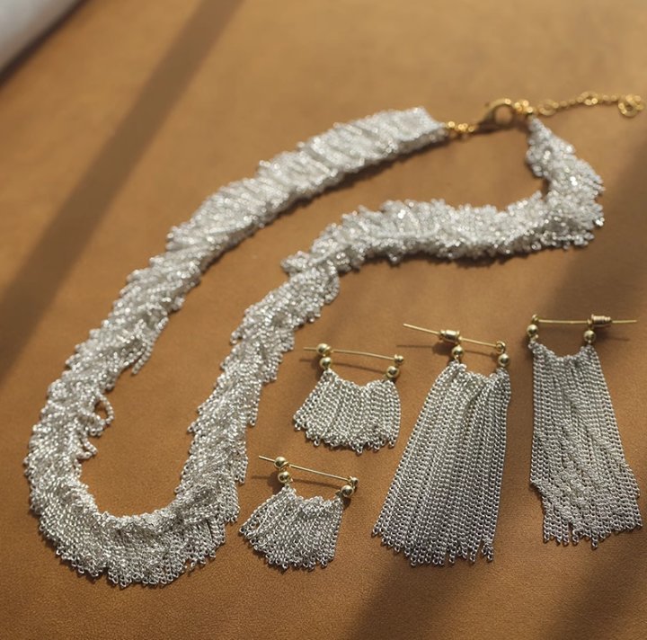 Ursa™ Earrings, Necklace, Bracelet with Cascading Tassels