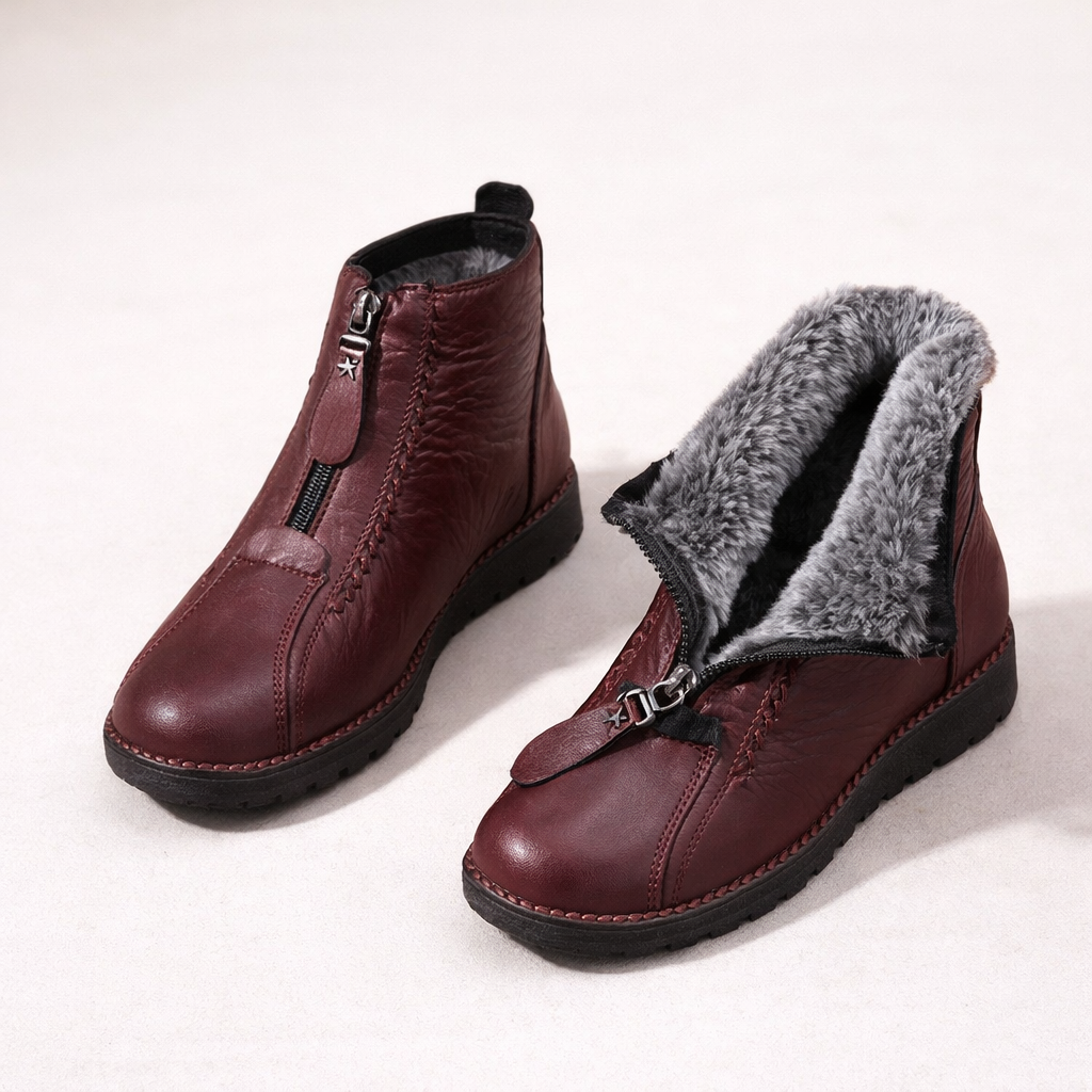Mireva™ Natural Leather Non-Slip Ankle Boots