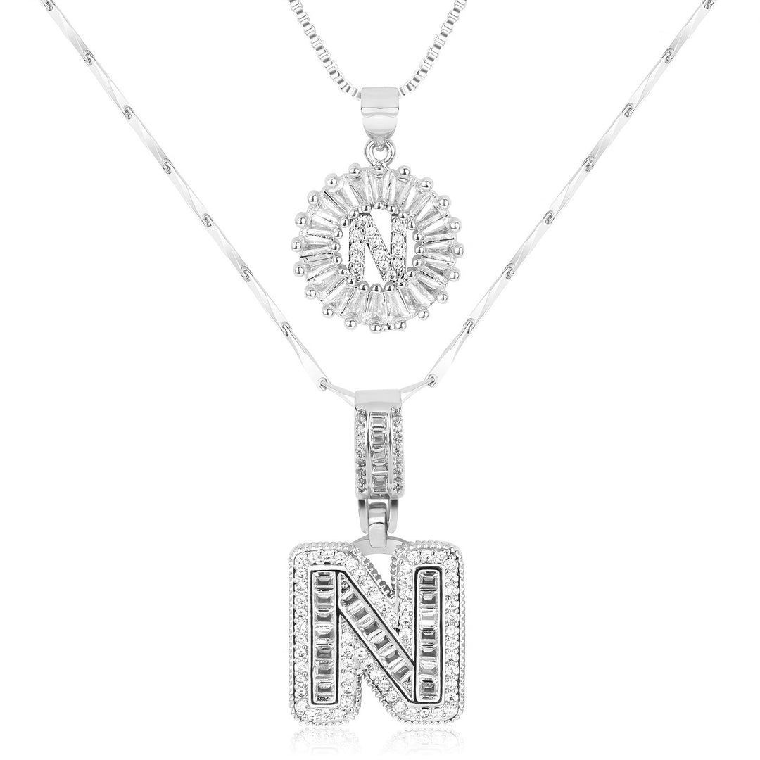 Primrose™ Initial Letter Necklaces with 14k Diamonds (2 pieces)