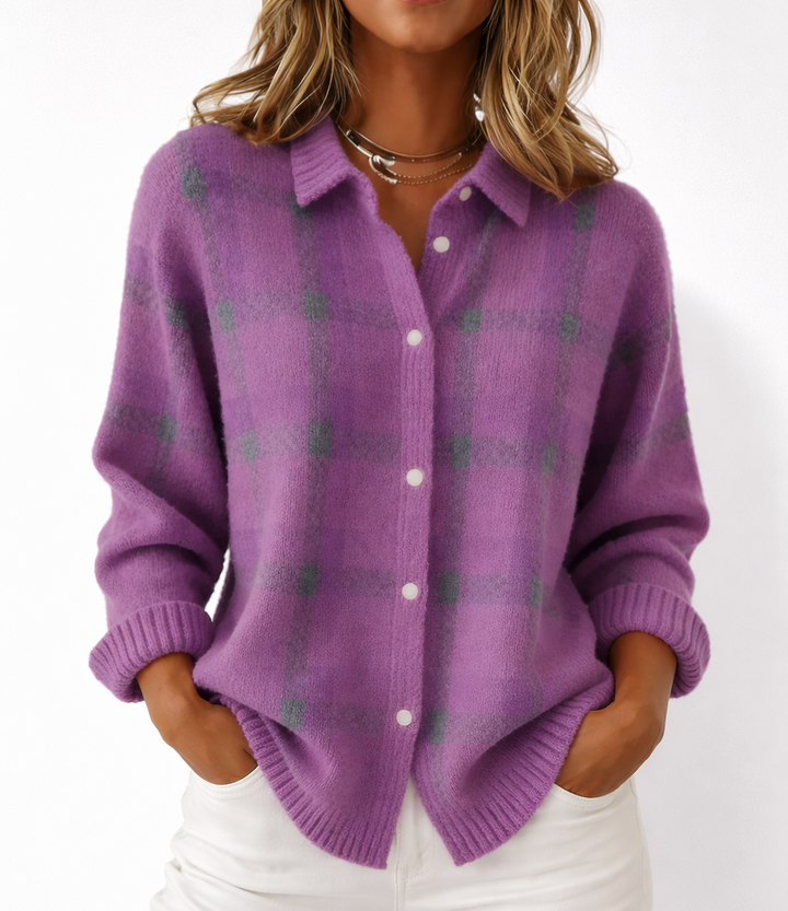 Noréa™ Cardigan Checkered Knit Dim Light