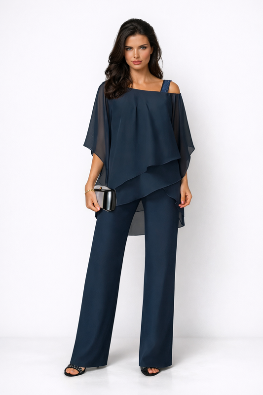 Orosette™ Modern Set of Asymmetrical Top and Wide Pants