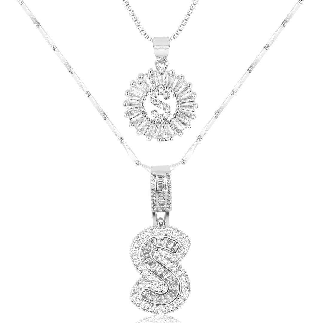 Primrose™ Initial Letter Necklaces with 14k Diamonds (2 pieces)