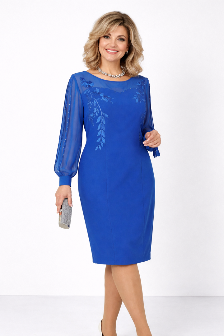 Senara™ Soft Neckline Embroidered Dress