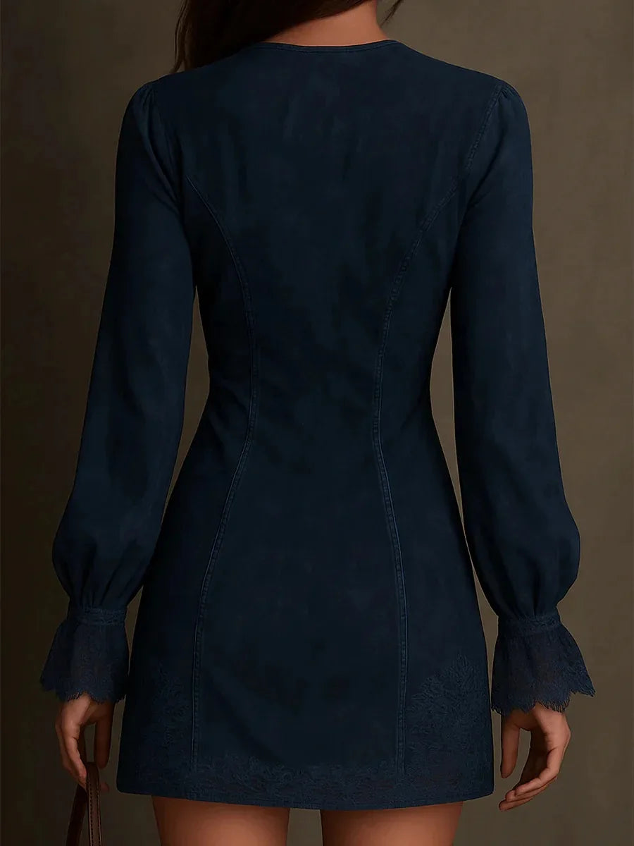 Renata™ Short Lace and Suede Dress