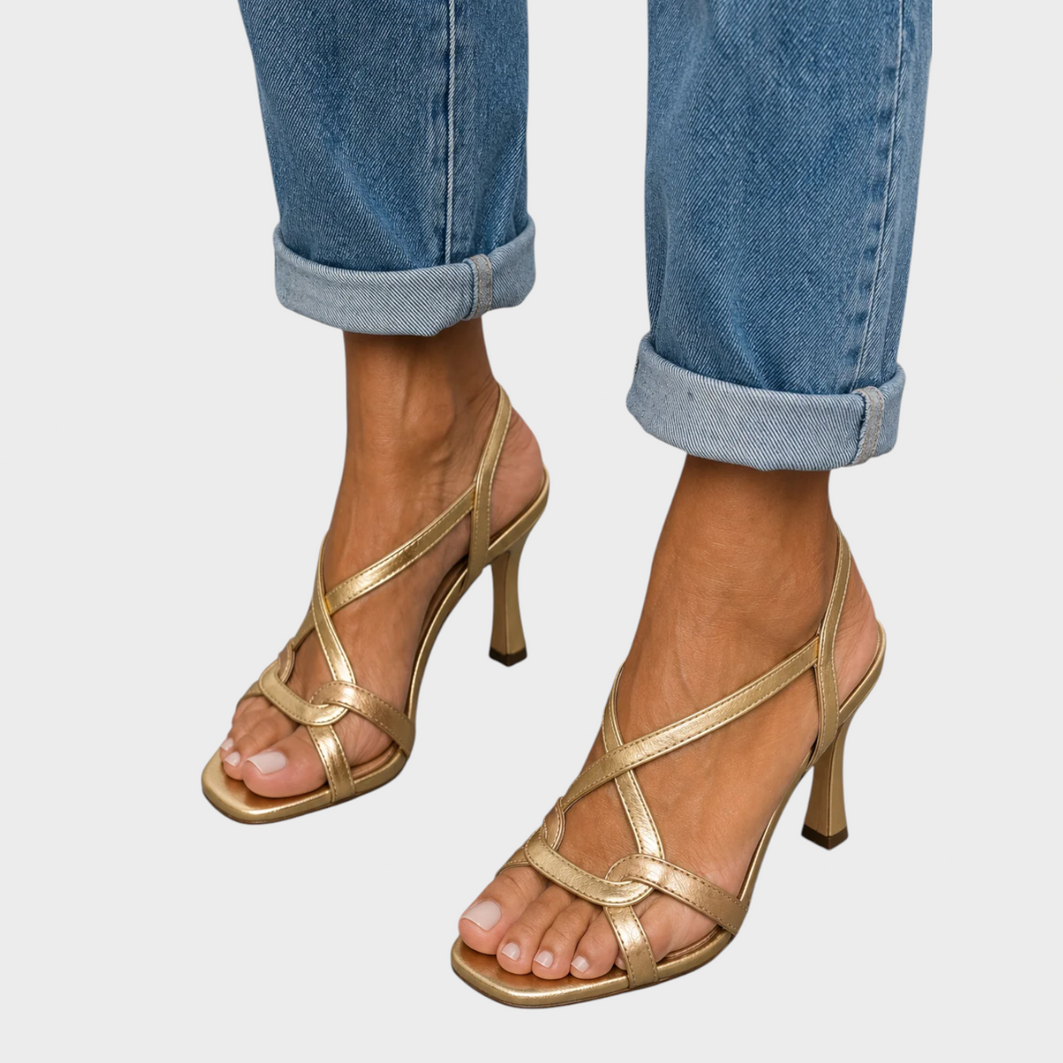 Florentina | Elegant Gold Heeled Sandals
