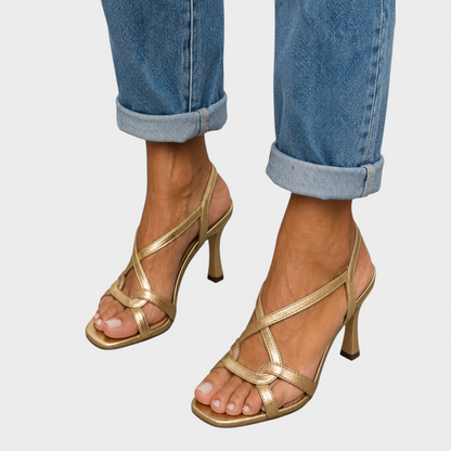 Florentina | Elegant Gold Heeled Sandals