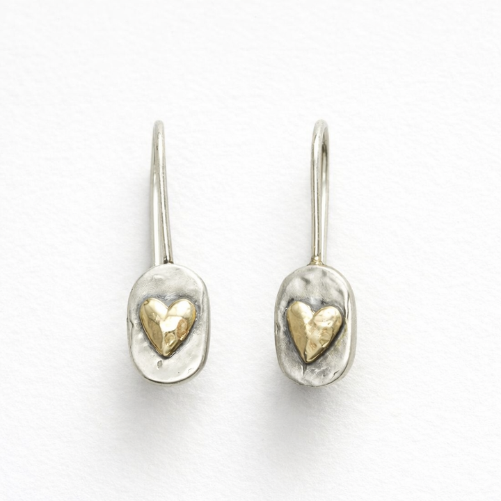 Veradelle™ Vintage Heart Earrings in Silver and Gold